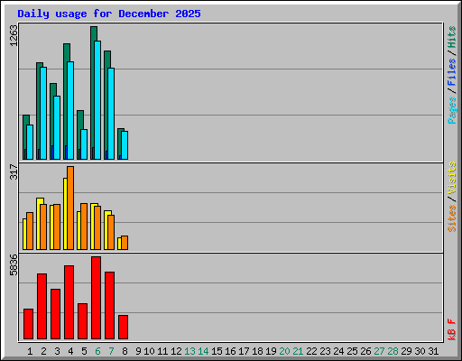 Daily usage for December 2025
